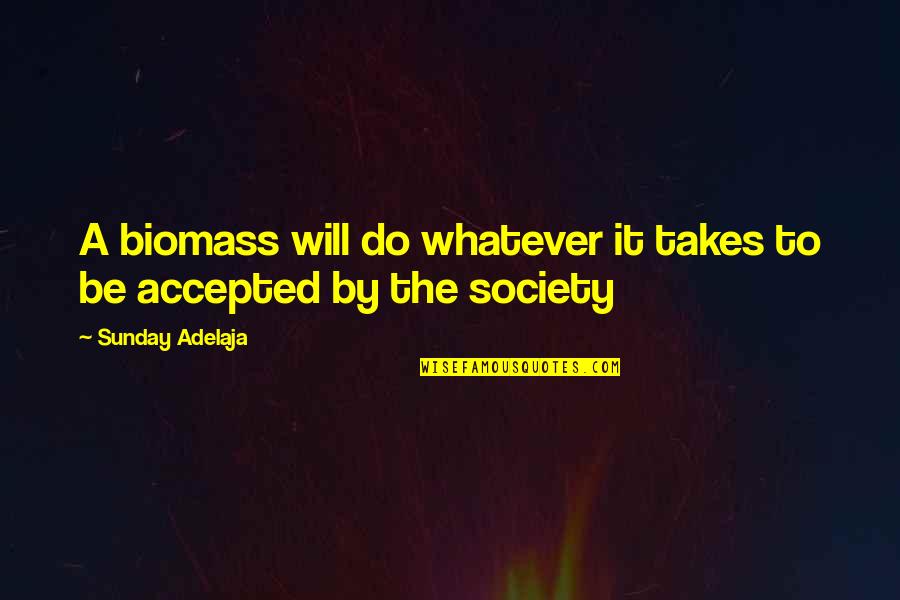 Acceptance In Society Quotes By Sunday Adelaja: A biomass will do whatever it takes to