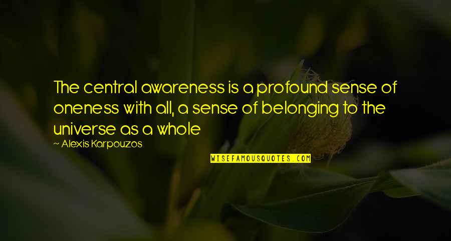 Accepting Everyone Quotes By Alexis Karpouzos: The central awareness is a profound sense of