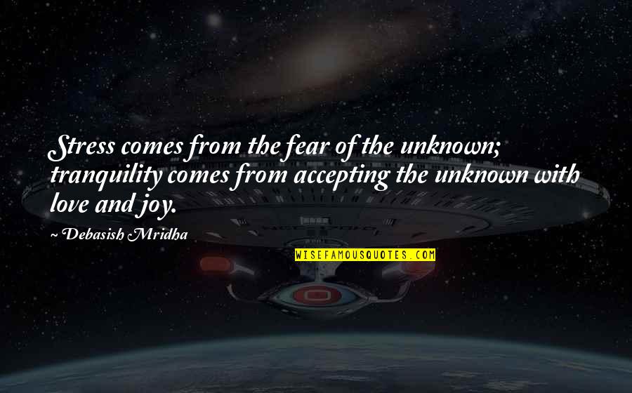 Accepting Love Quotes By Debasish Mridha: Stress comes from the fear of the unknown;