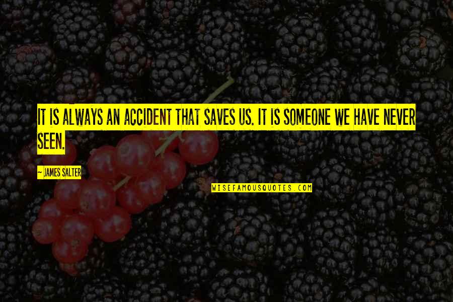 Accident Quotes By James Salter: It is always an accident that saves us.