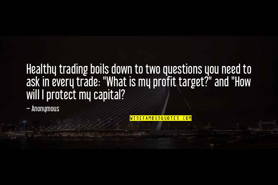 Acclimates Synonyms Quotes By Anonymous: Healthy trading boils down to two questions you