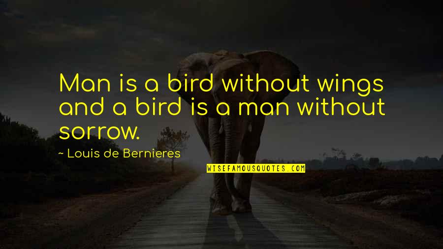 Accommodating Quotes By Louis De Bernieres: Man is a bird without wings and a
