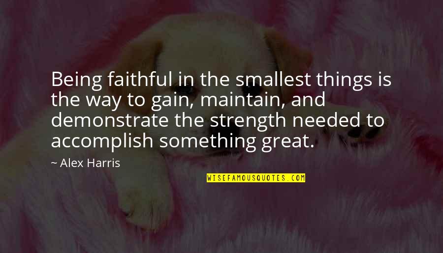 Accomplish Great Things Quotes By Alex Harris: Being faithful in the smallest things is the