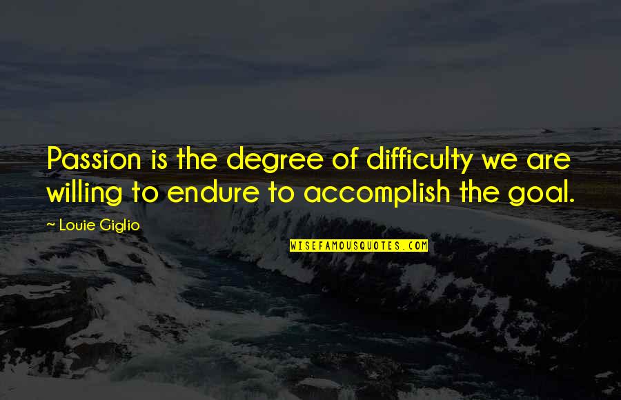 Accomplish'd Quotes By Louie Giglio: Passion is the degree of difficulty we are