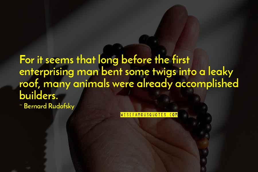 Accomplished Quotes By Bernard Rudofsky: For it seems that long before the first