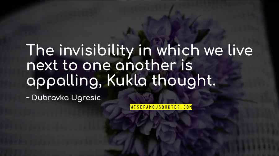 Accomplishing Something Hard Quotes By Dubravka Ugresic: The invisibility in which we live next to