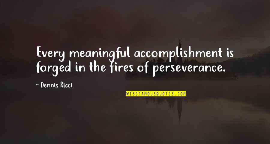 Accomplishment And Success Quotes By Dennis Ricci: Every meaningful accomplishment is forged in the fires