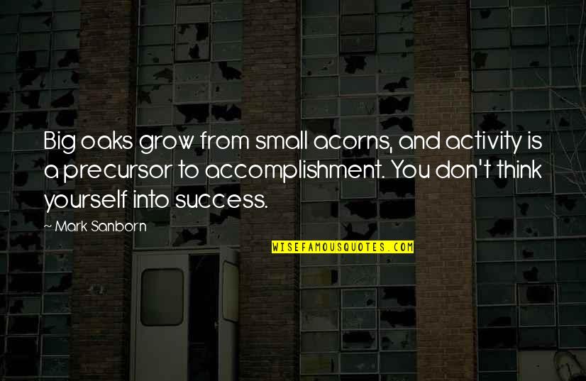 Accomplishment And Success Quotes By Mark Sanborn: Big oaks grow from small acorns, and activity Accomplishment And Success Quotes By Mark Sanborn: Big oaks grow from small acorns, and activity