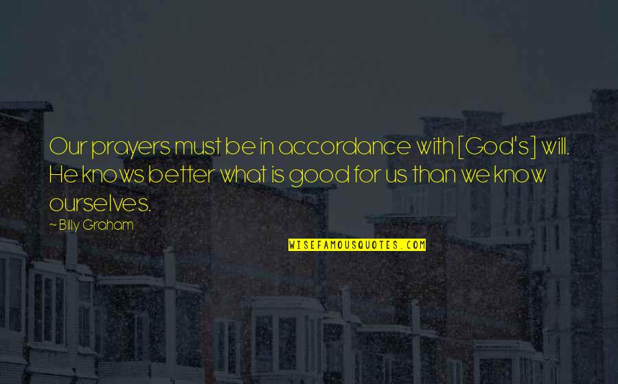 Accordance Quotes By Billy Graham: Our prayers must be in accordance with [God's]