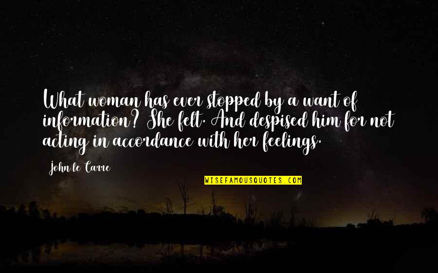 Accordance Quotes By John Le Carre: What woman has ever stopped by a want