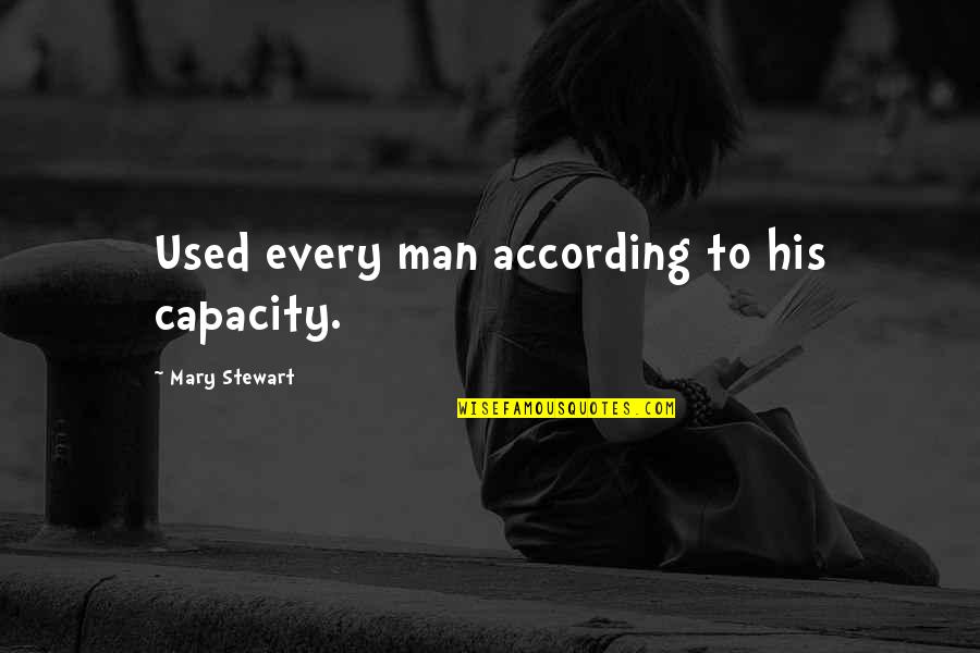 According Quotes By Mary Stewart: Used every man according to his capacity.