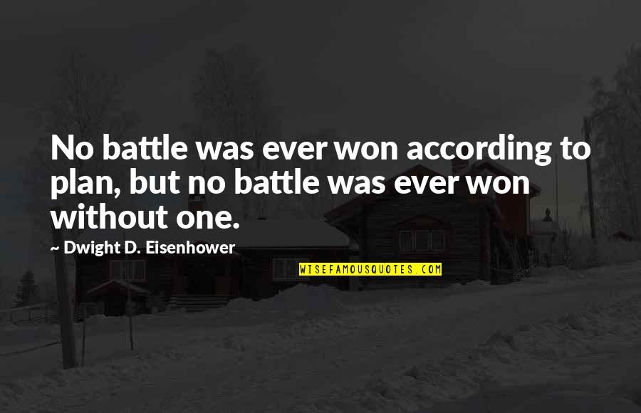 According To Plan Quotes By Dwight D. Eisenhower: No battle was ever won according to plan,