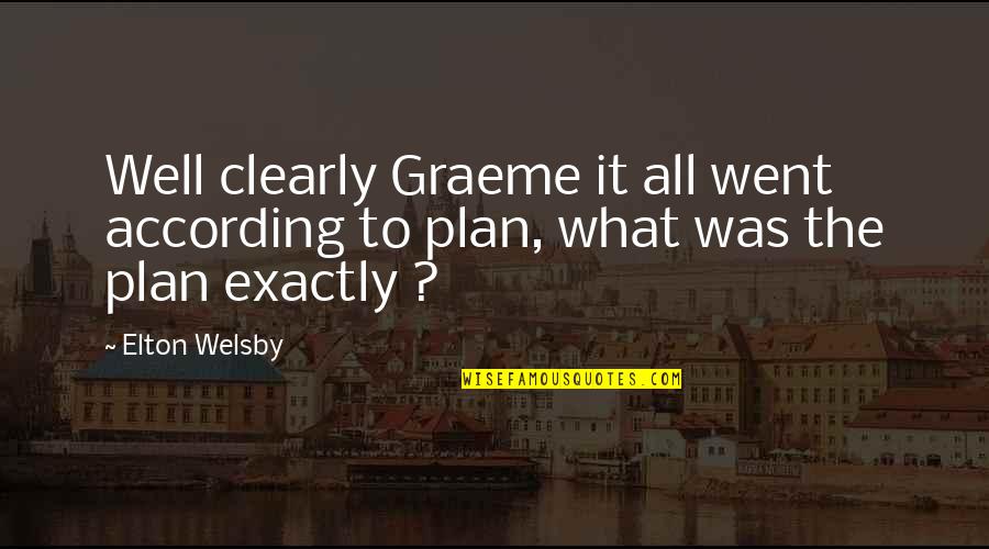 According To Plan Quotes By Elton Welsby: Well clearly Graeme it all went according to