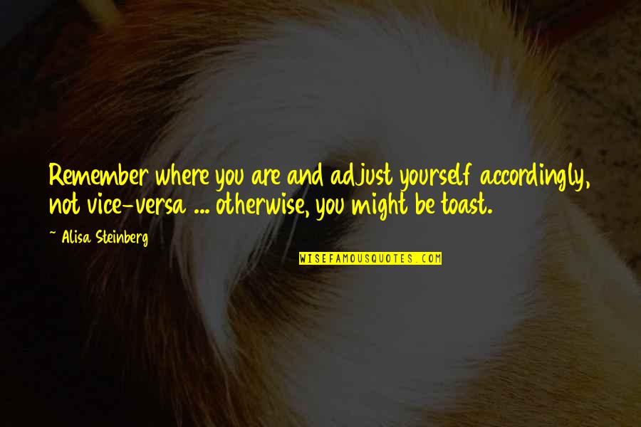 Accordingly Quotes By Alisa Steinberg: Remember where you are and adjust yourself accordingly,