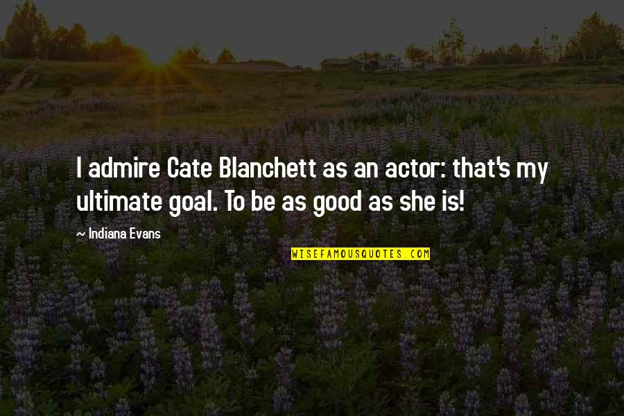 Accosting Quotes By Indiana Evans: I admire Cate Blanchett as an actor: that's