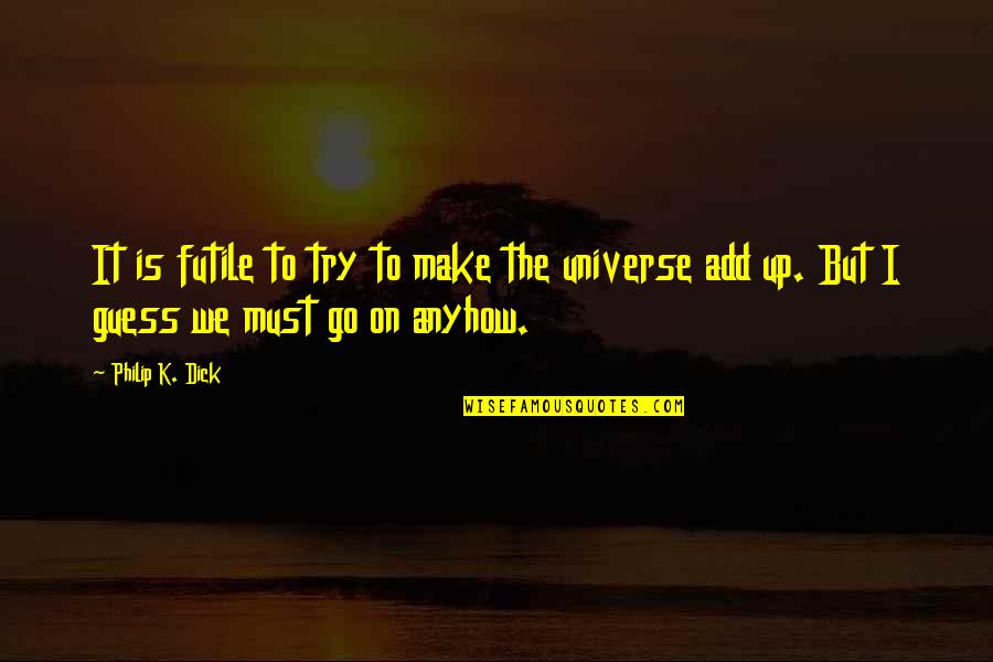 Accouchement Des Quotes By Philip K. Dick: It is futile to try to make the