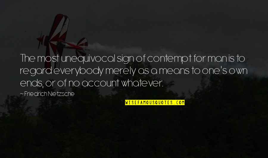 Account Quotes By Friedrich Nietzsche: The most unequivocal sign of contempt for man