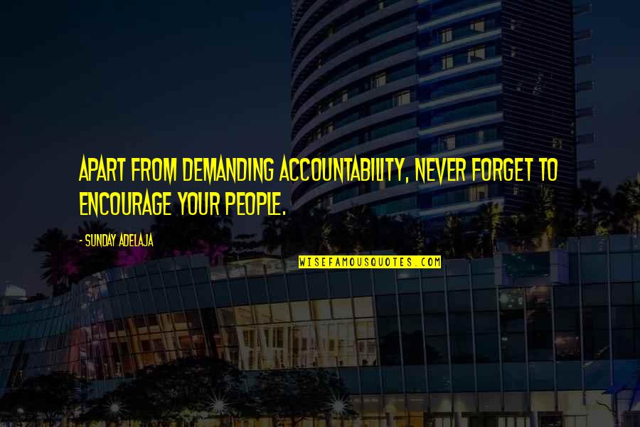 Accountability Quotes By Sunday Adelaja: Apart from demanding accountability, never forget to encourage