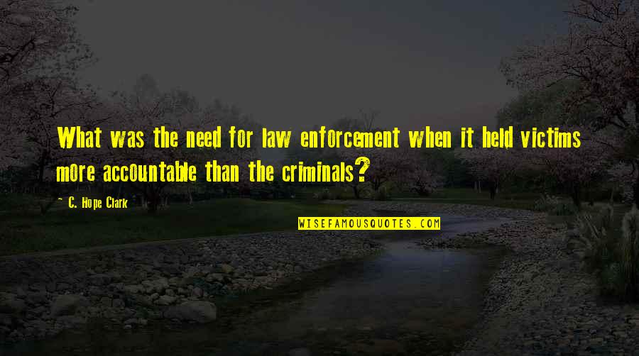Accountable Quotes By C. Hope Clark: What was the need for law enforcement when