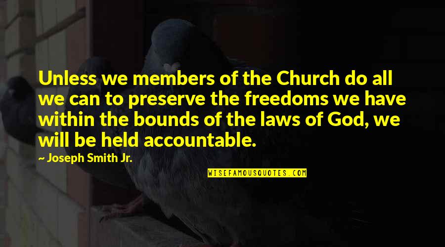 Accountable To God Quotes By Joseph Smith Jr.: Unless we members of the Church do all
