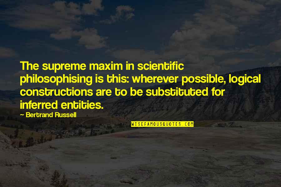 Accounts Teacher Quotes By Bertrand Russell: The supreme maxim in scientific philosophising is this: