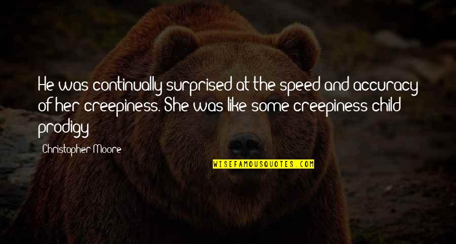 Accuracy's Quotes By Christopher Moore: He was continually surprised at the speed and