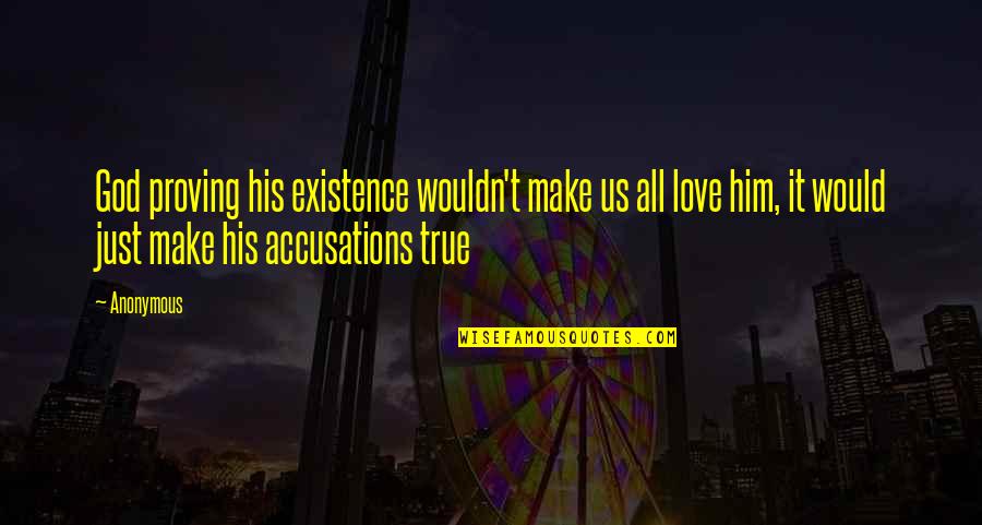 Accusations Quotes By Anonymous: God proving his existence wouldn't make us all