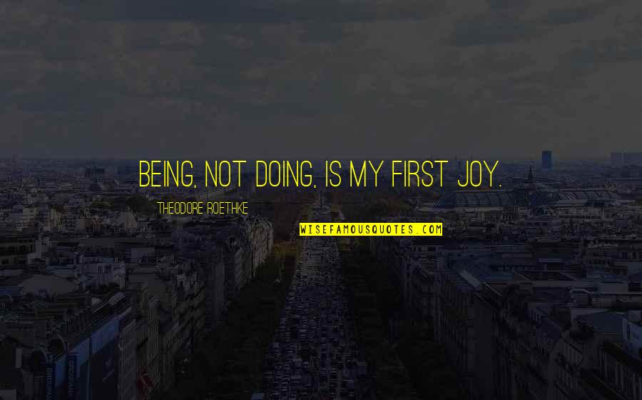 Accusatorial Quotes By Theodore Roethke: Being, not doing, is my first joy.