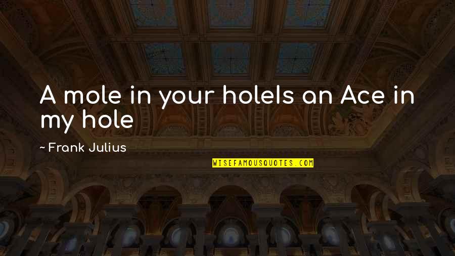 Ace Quotes By Frank Julius: A mole in your holeIs an Ace in