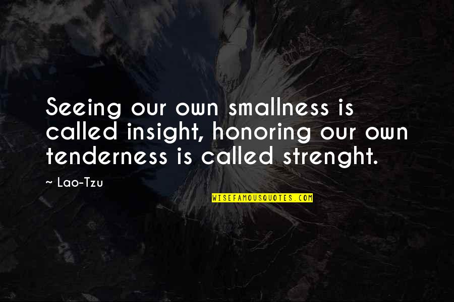 Ace Watkins Quotes By Lao-Tzu: Seeing our own smallness is called insight, honoring