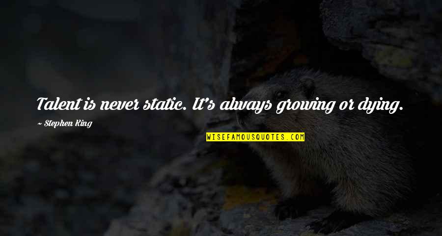 Acechanime Quotes By Stephen King: Talent is never static. It's always growing or Acechanime Quotes By Stephen King: Talent is never static. It's always growing or