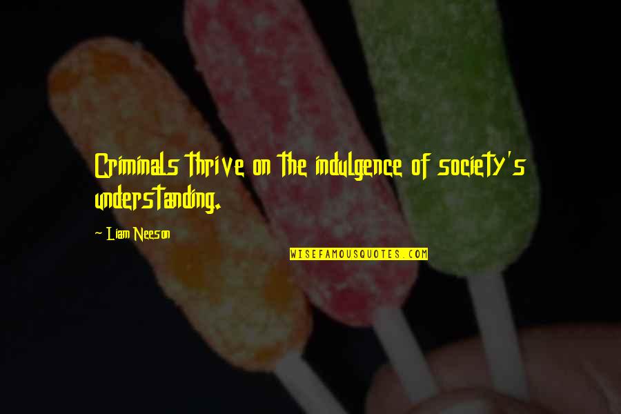 Acendemos Quotes By Liam Neeson: Criminals thrive on the indulgence of society's understanding.