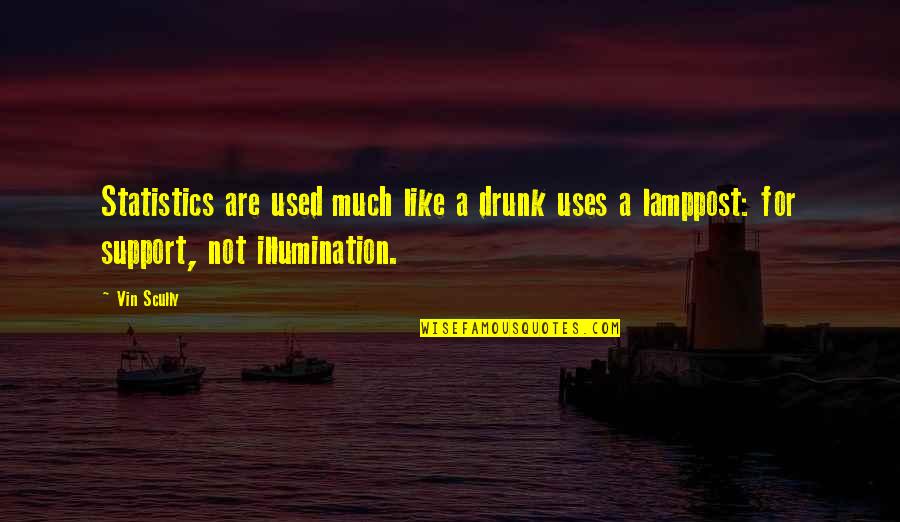 Acerbities Quotes By Vin Scully: Statistics are used much like a drunk uses