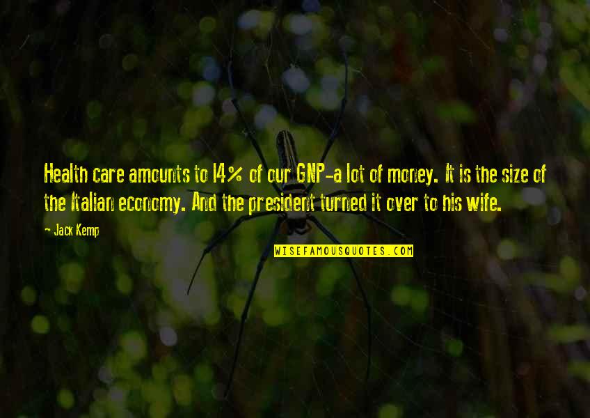 Achazo Quotes By Jack Kemp: Health care amounts to l4% of our GNP-a