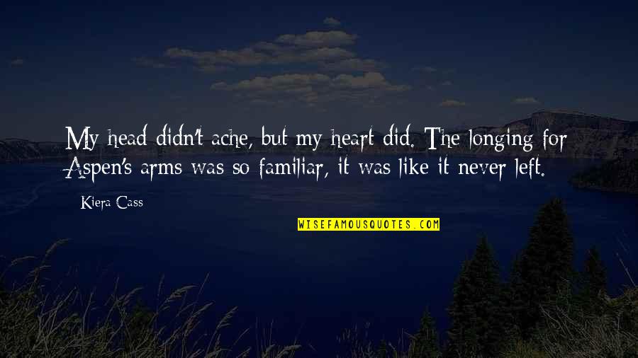 Ache Quotes By Kiera Cass: My head didn't ache, but my heart did.