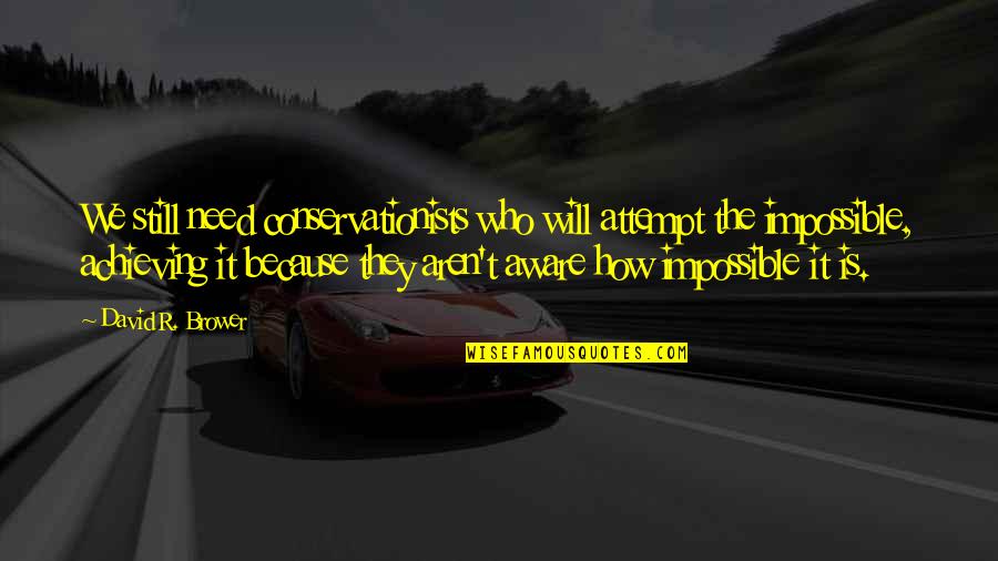 Achieve Impossible Quotes By David R. Brower: We still need conservationists who will attempt the