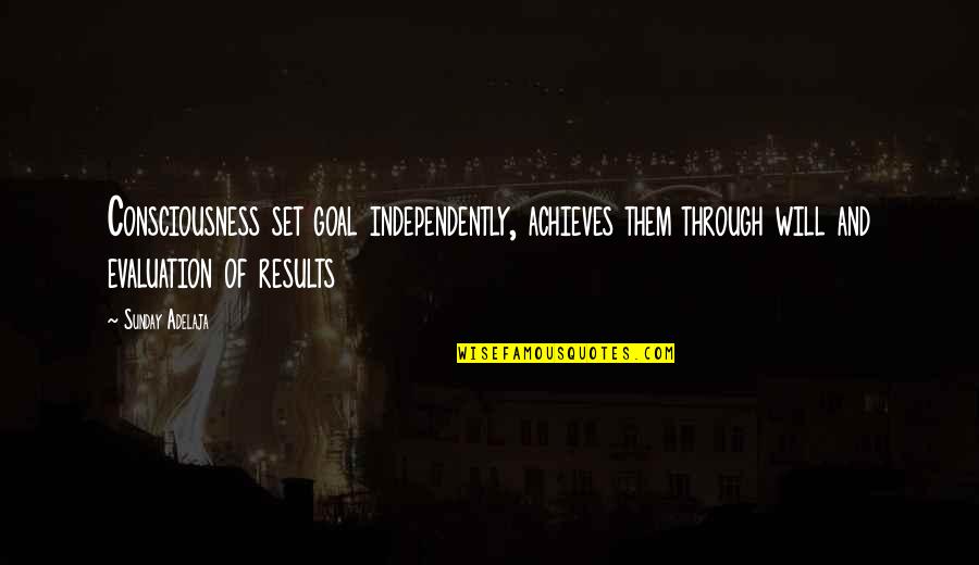 Achievement And Goal Quotes By Sunday Adelaja: Consciousness set goal independently, achieves them through will