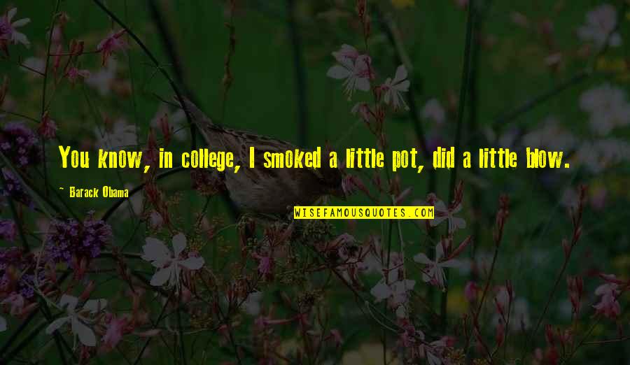 Achievers Quotes And Quotes By Barack Obama: You know, in college, I smoked a little