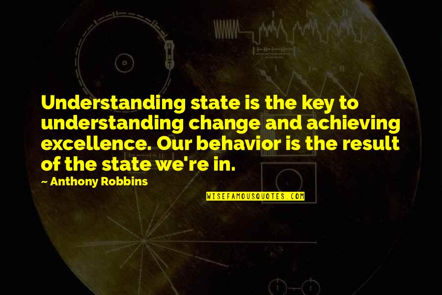 Achieving Excellence Quotes By Anthony Robbins: Understanding state is the key to understanding change