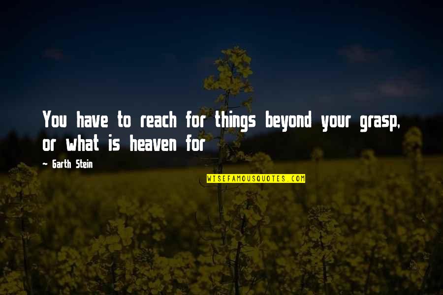 Achieving Things Quotes By Garth Stein: You have to reach for things beyond your