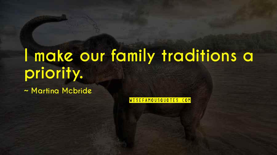 Achilles Selfish Quotes By Martina Mcbride: I make our family traditions a priority. Achilles Selfish Quotes By Martina Mcbride: I make our family traditions a priority.