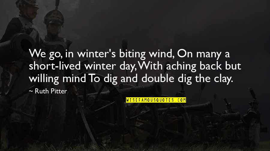 Aching Back Quotes By Ruth Pitter: We go, in winter's biting wind, On many