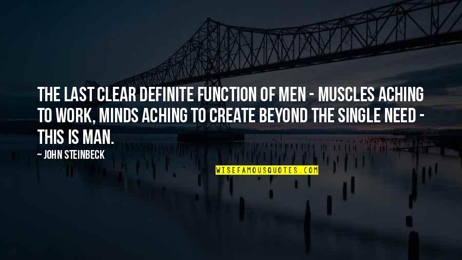 Aching Muscles Quotes By John Steinbeck: The last clear definite function of men - Aching Muscles Quotes By John Steinbeck: The last clear definite function of men -