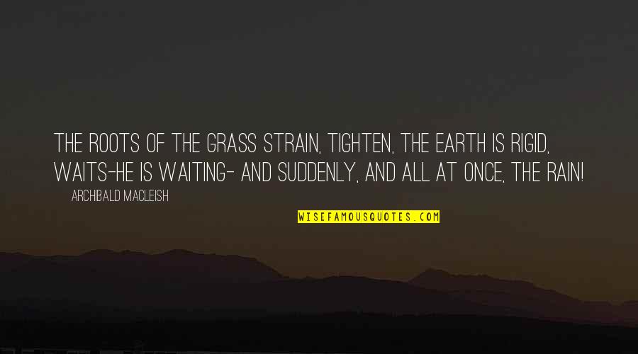 Acholi Times Quotes By Archibald MacLeish: The roots of the grass strain, Tighten, the