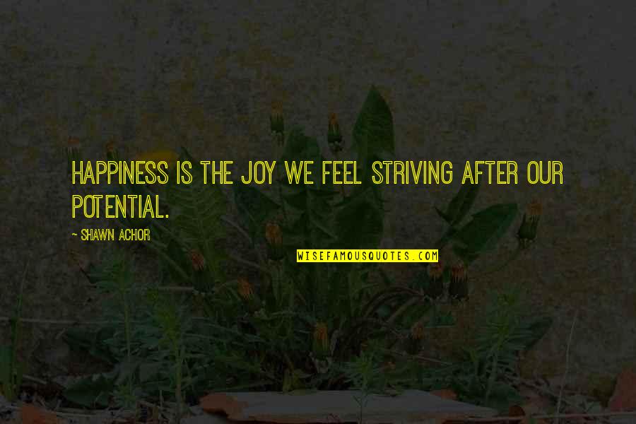 Achor's Quotes By Shawn Achor: Happiness is the joy we feel striving after