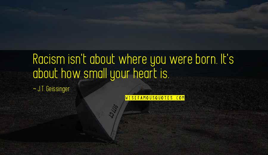 Achtermann Chiro Quotes By J.T. Geissinger: Racism isn't about where you were born. It's