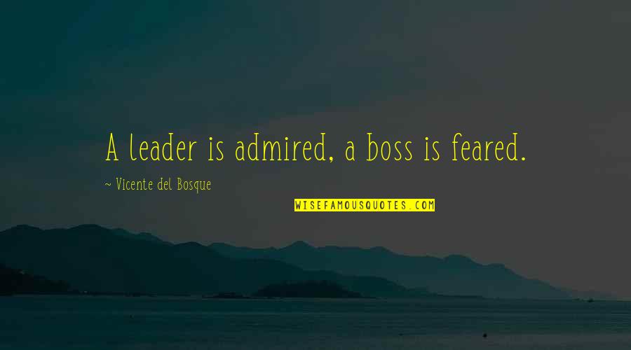 Acidy Feeling Quotes By Vicente Del Bosque: A leader is admired, a boss is feared.