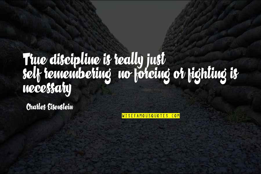 Acievement Quotes By Charles Eisenstein: True discipline is really just self-remembering; no forcing