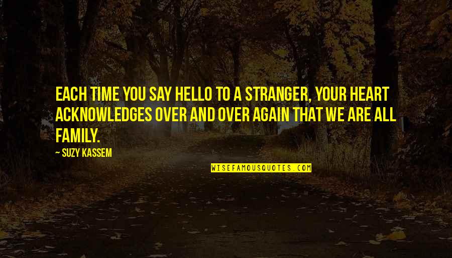 Acknowledges Quotes By Suzy Kassem: Each time you say hello to a stranger,