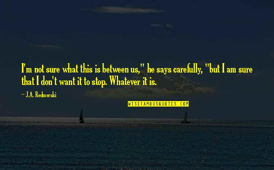 Ackroyds Bakery Redford Mi Quotes By J.A. Redmerski: I'm not sure what this is between us," Ackroyds Bakery Redford Mi Quotes By J.A. Redmerski: I'm not sure what this is between us,"
